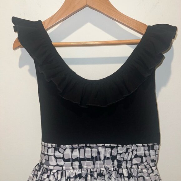 Rare Editions Big Girls Size 12 Ruffle Neck Sleeveless Dress Geo Print Lined GUC - Picture 4 of 9